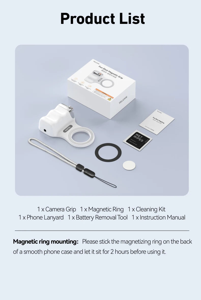 AA Poignée magnétique pour téléphone portable, support de téléphone, aide à la prise de vue, télécommande, pour iPhone, Huawei, Samsung