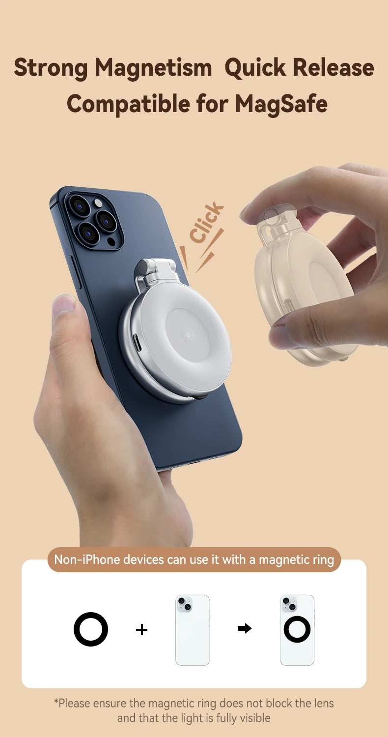 AA Poignée magnétique pour téléphone portable, support de téléphone, aide à la prise de vue, télécommande, pour iPhone, Huawei, Samsung