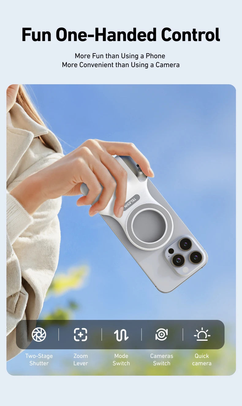 AA Poignée magnétique pour téléphone portable, support de téléphone, aide à la prise de vue, télécommande, pour iPhone, Huawei, Samsung