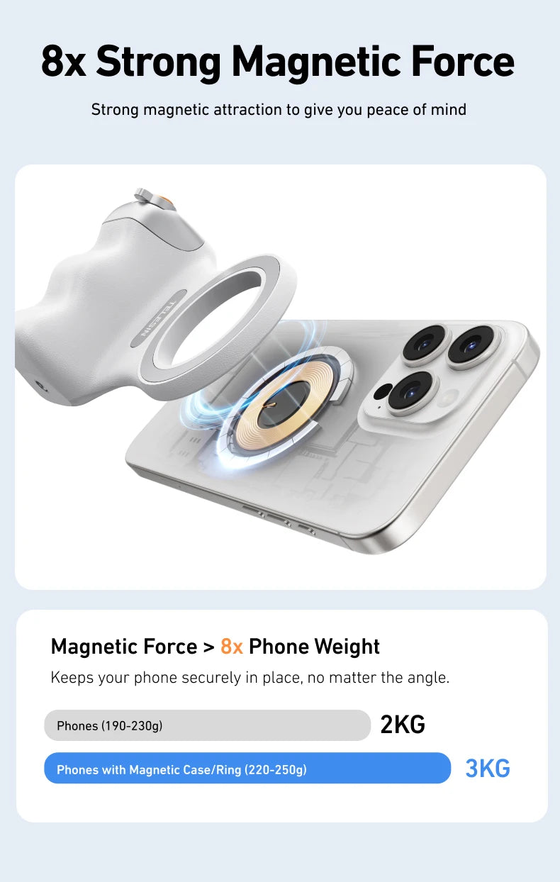 AA Poignée magnétique pour téléphone portable, support de téléphone, aide à la prise de vue, télécommande, pour iPhone, Huawei, Samsung