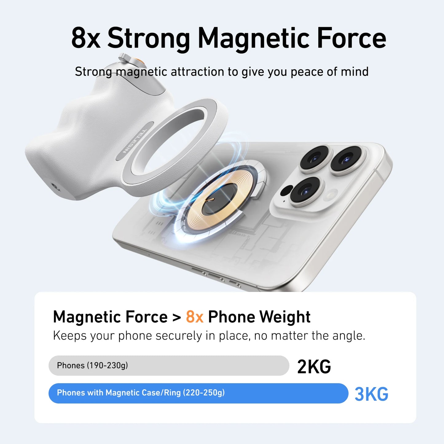 AA Poignée magnétique pour téléphone portable, support de téléphone, aide à la prise de vue, télécommande, pour iPhone, Huawei, Samsung