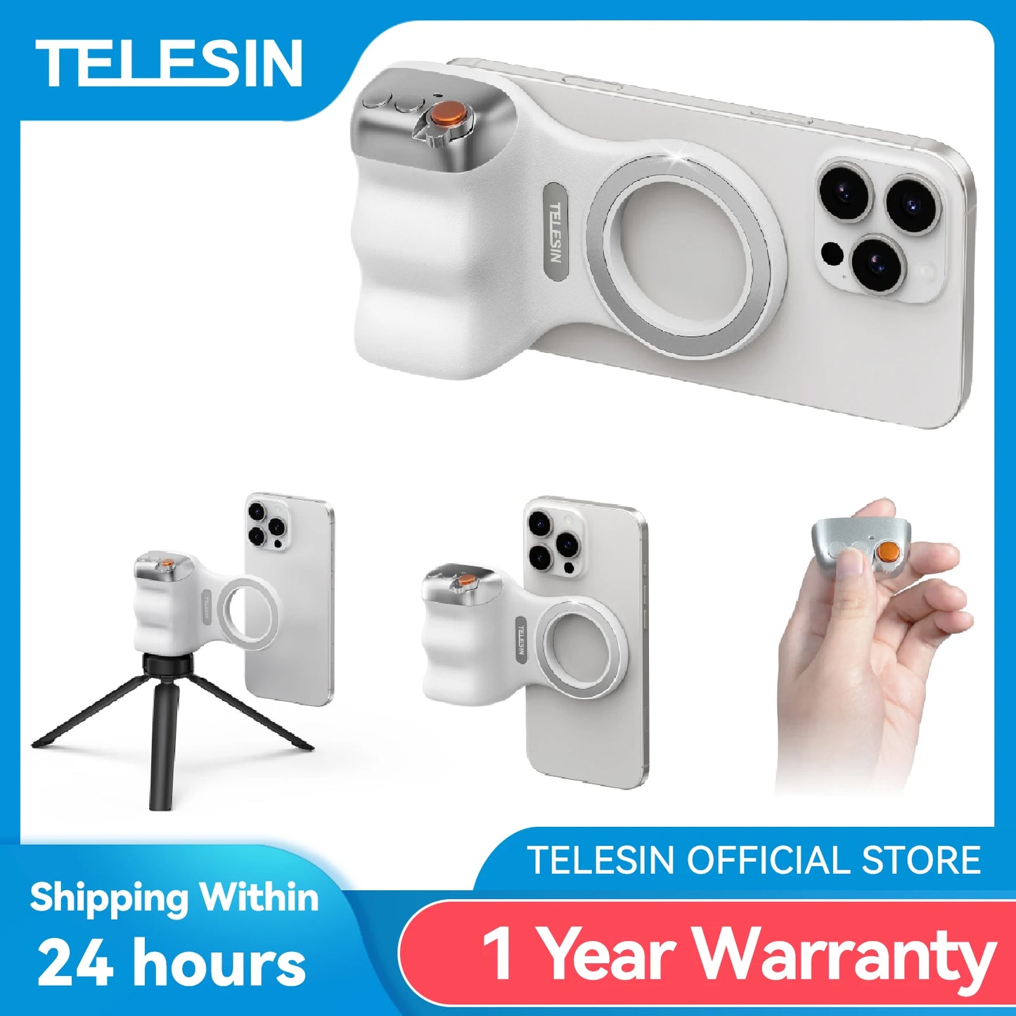 AA Poignée magnétique pour téléphone portable, support de téléphone, aide à la prise de vue, télécommande, pour iPhone, Huawei, Samsung