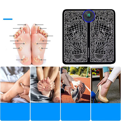Foot Massager Foldable Portable Electric Massage Pad with Multiple Gear Adjustment for Body Relaxation Device Rechargeable