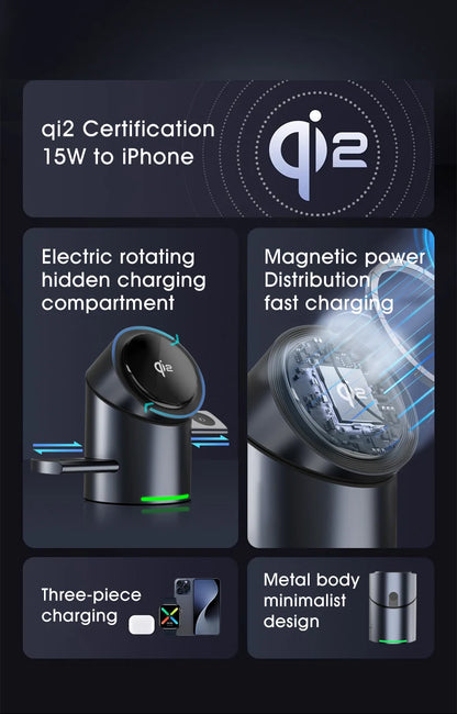 Chargeur sans fil magnétique tactile Android, iPhone, iWatch, Airpods, station de charge rapide