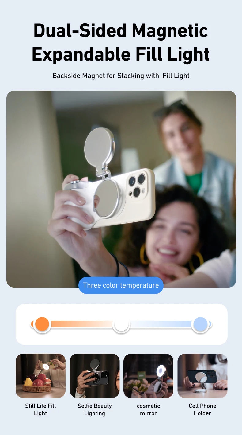 AA Poignée magnétique pour téléphone portable, support de téléphone, aide à la prise de vue, télécommande, pour iPhone, Huawei, Samsung