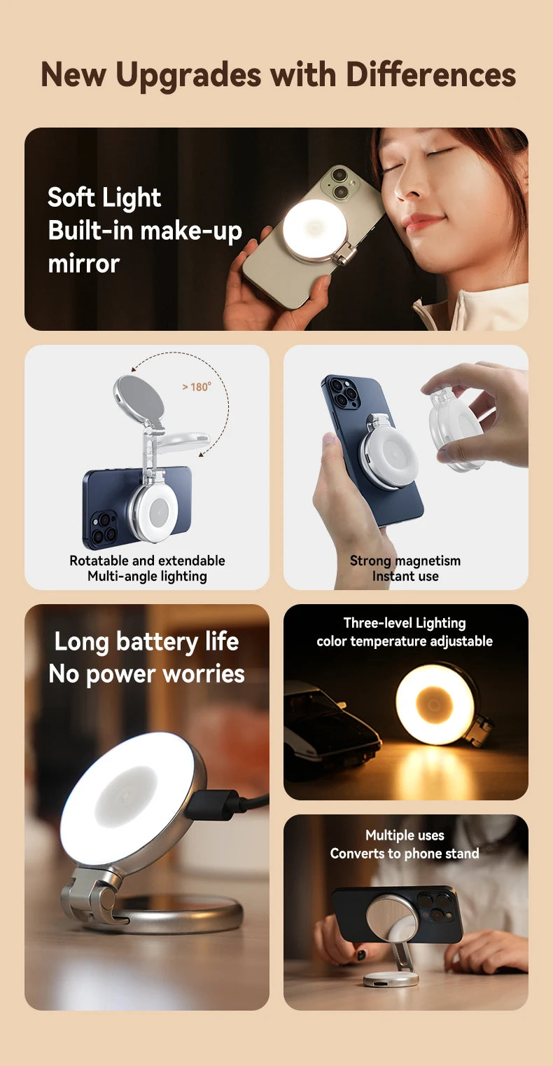 AA Poignée magnétique pour téléphone portable, support de téléphone, aide à la prise de vue, télécommande, pour iPhone, Huawei, Samsung