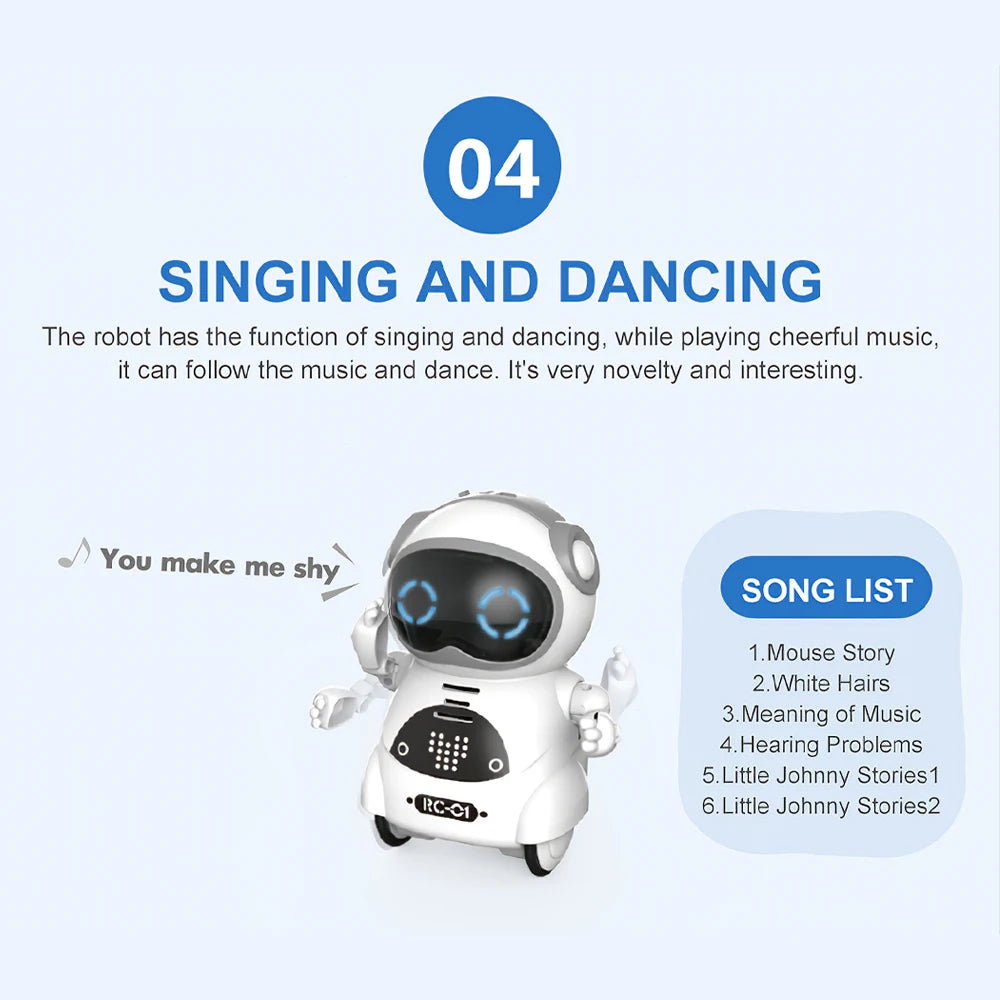 939A Pocket Robot Talking Interactive Dialogue Voice Recognition Record Singing Dancing Telling Story Mini Robot Toy
