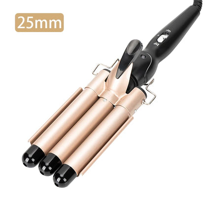Fer à boucler professionnel en céramique à triple barillet, 20/32 mm, pour tous types de cheveux