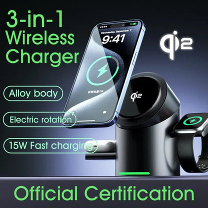 Chargeur sans fil magnétique tactile Android, iPhone, iWatch, Airpods, station de charge rapide