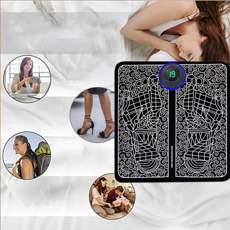 Foot Massager Foldable Portable Electric Massage Pad with Multiple Gear Adjustment for Body Relaxation Device Rechargeable