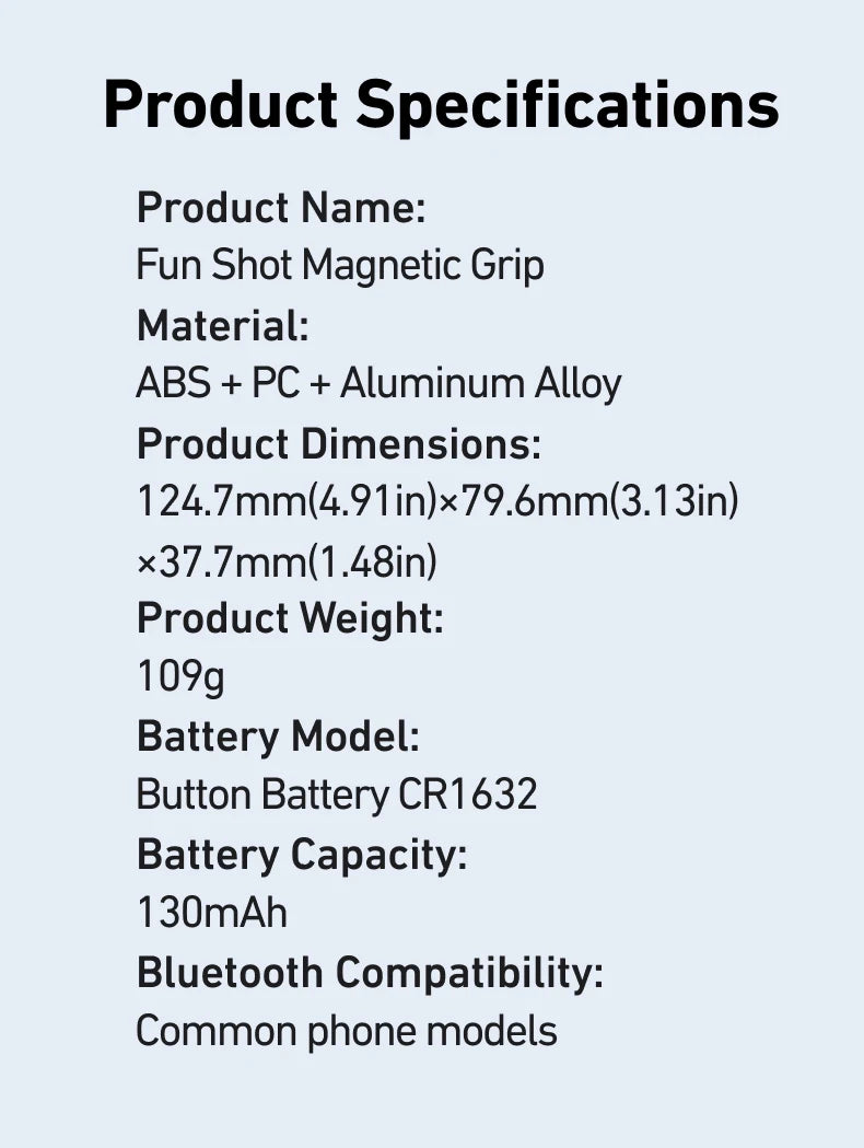 AA Poignée magnétique pour téléphone portable, support de téléphone, aide à la prise de vue, télécommande, pour iPhone, Huawei, Samsung