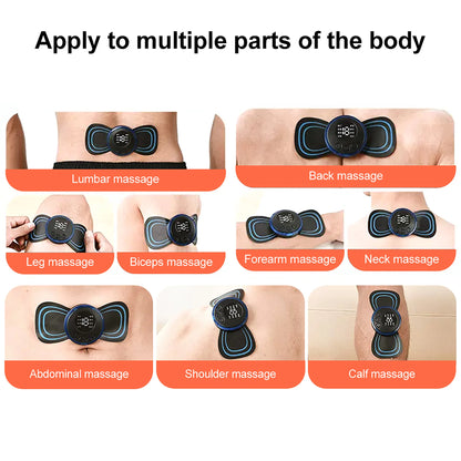 Mini masseur de cou électrique EMS, patch de massage pour les vertèbres cervicales et dorsales, 8 modes, soulage la fatigue musculaire