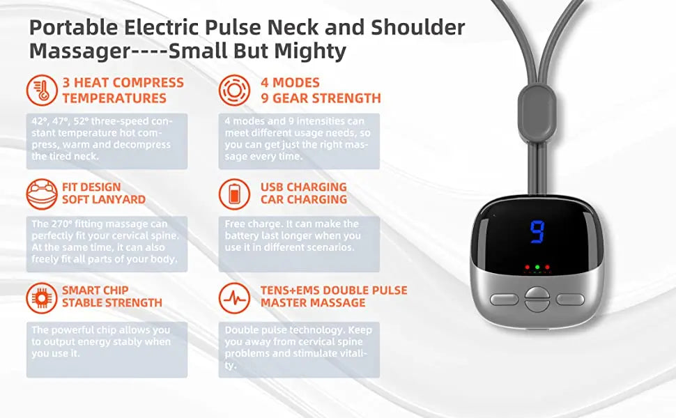 Masseur Cervical Intelligent – TENS/EMS, Chauffant et Portable