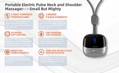 Masseur Cervical Intelligent – TENS/EMS, Chauffant et Portable