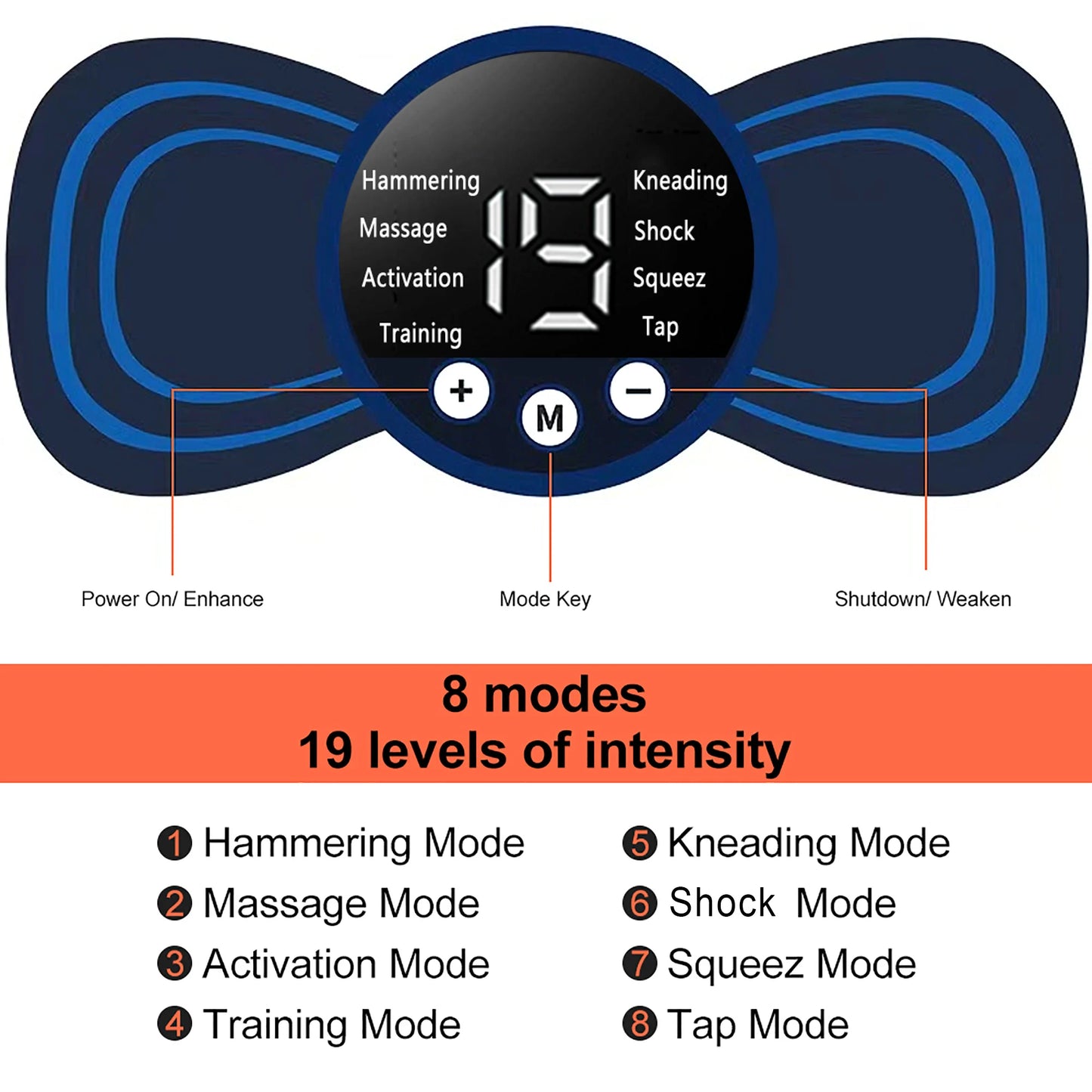 Mini masseur de cou électrique EMS, patch de massage pour les vertèbres cervicales et dorsales, 8 modes, soulage la fatigue musculaire