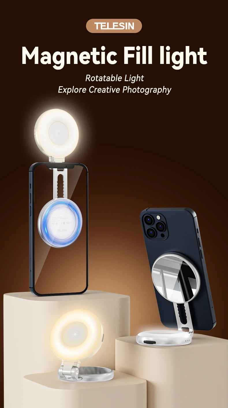 AA Poignée magnétique pour téléphone portable, support de téléphone, aide à la prise de vue, télécommande, pour iPhone, Huawei, Samsung