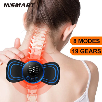 Mini masseur de cou électrique EMS, patch de massage pour les vertèbres cervicales et dorsales, 8 modes, soulage la fatigue musculaire